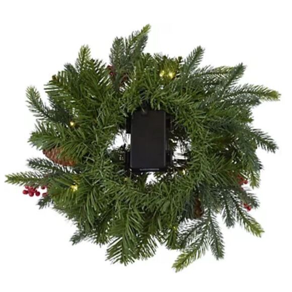 Bethlehem Lights Set of 2 14" Miniature Green Wreaths w/Microlights Clear NWT - Picture 3 of 5